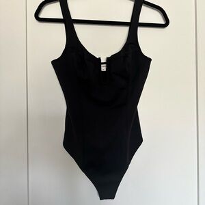 Good American Low Cut Black Bodysuits